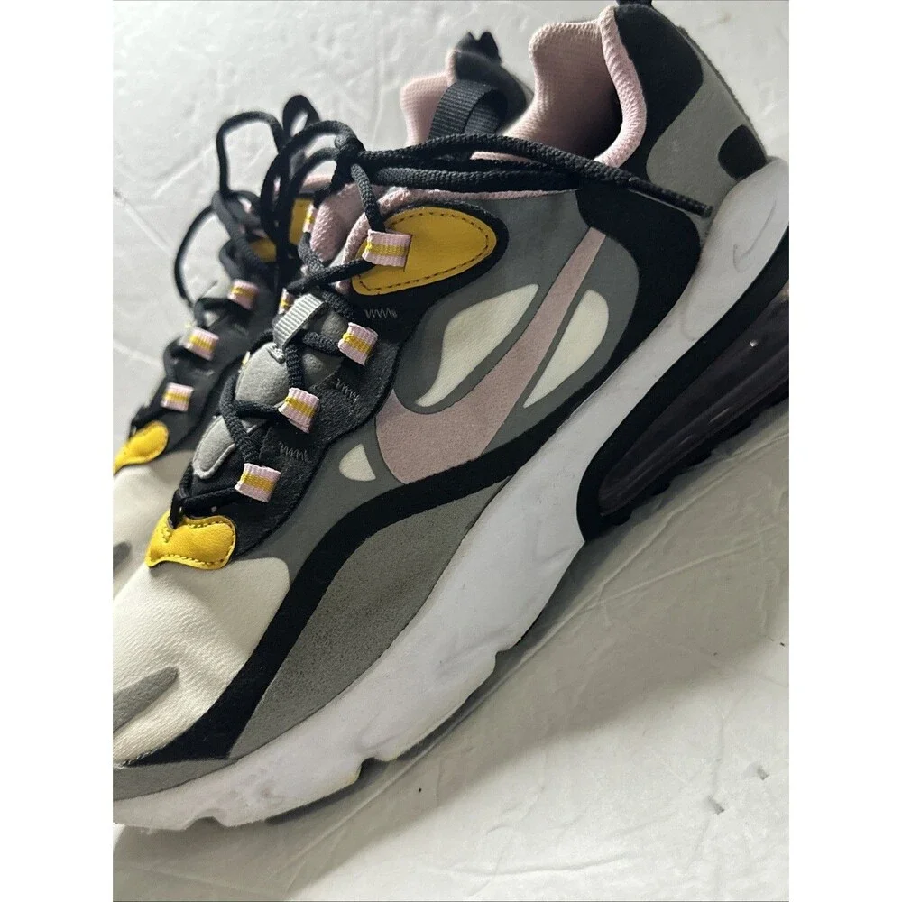Nike Air‎ Max 270 React Youth Size 7 Black White Pink Yellow Running Sneakers